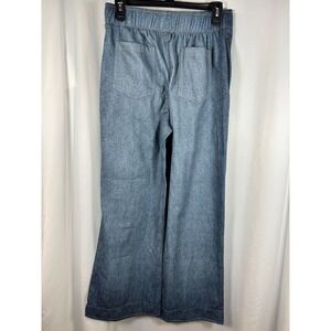 Ruby & Jewell Womens Fleece Lined Wide Leg Denim Look Pull On Pants Blue Medium‎